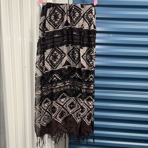 Brown and Cream Aztec Pattern Long Scarf